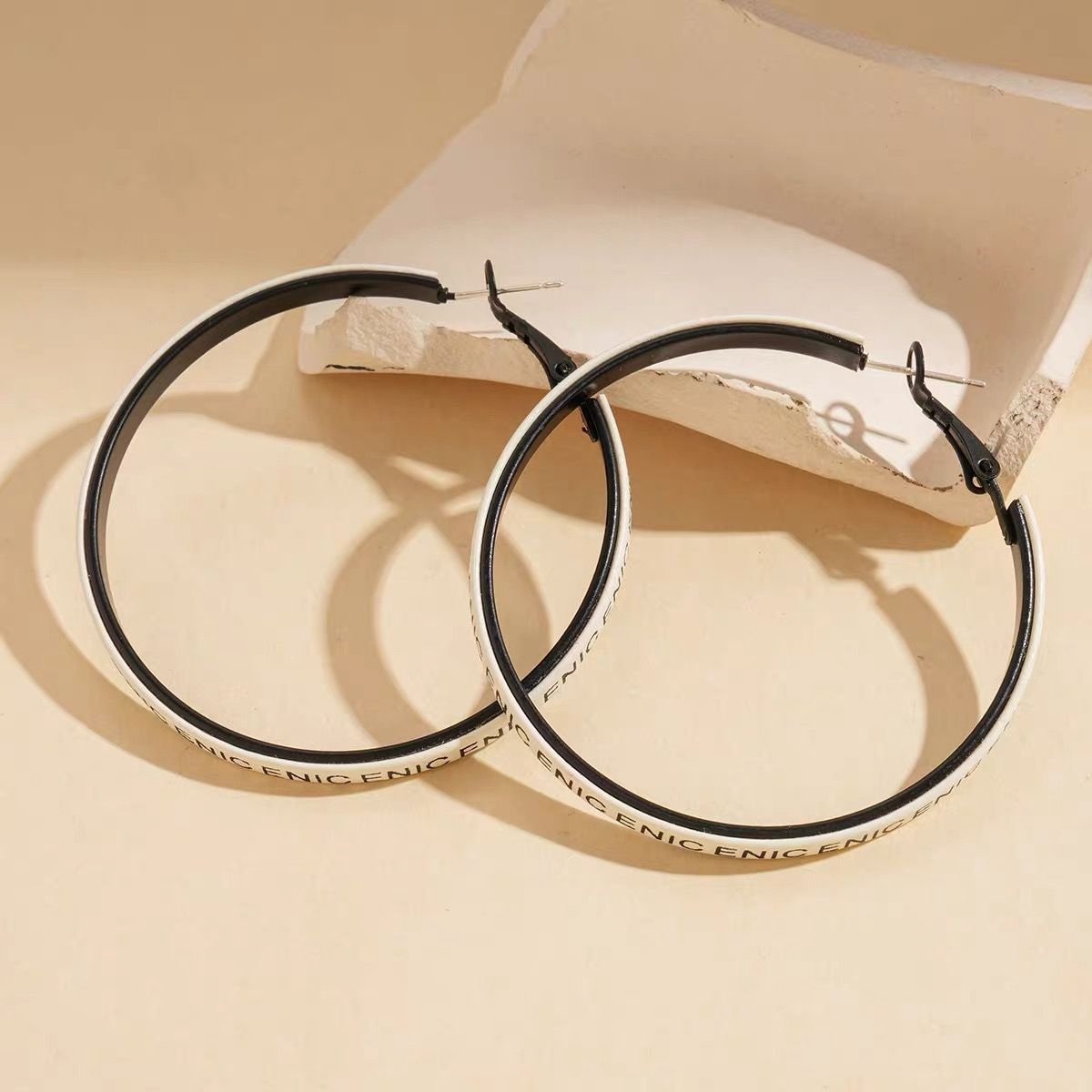 Enic Letter Engraved Hoop Earrings