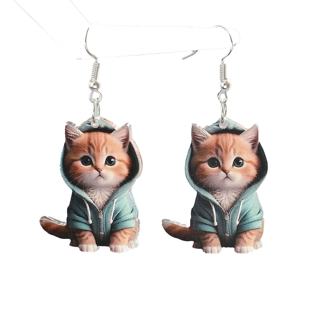Hoodie Cat Drop Earrings