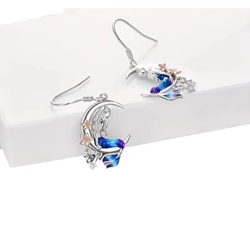 Mermaid Moon Drop Earrings